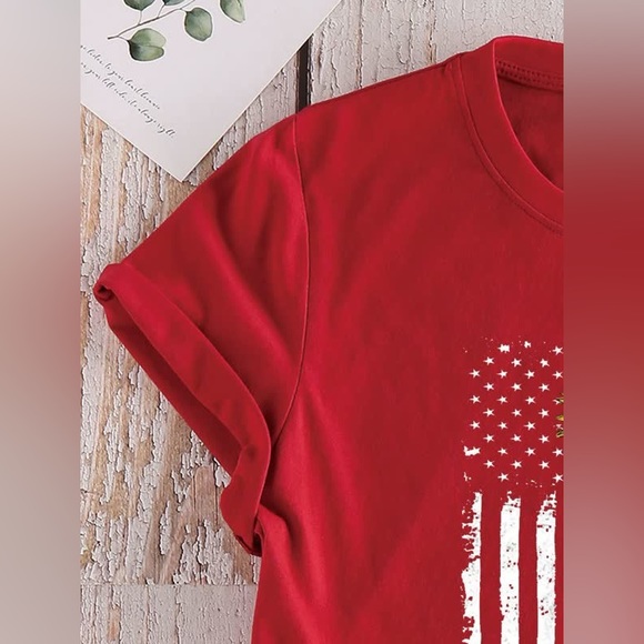 🇺🇸Sunflower & American Flag Graphics Polyester Cotton Blend T-Shirt! - Picture 4 of 7